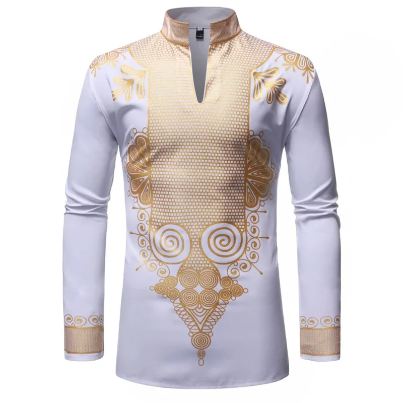 

Black African Dashiki Print Shirt Men 2022 Fashion Hip Hop Streetwear Afrian Clothes Men Slim Fit Long Sleeve Shirt Male Chemise