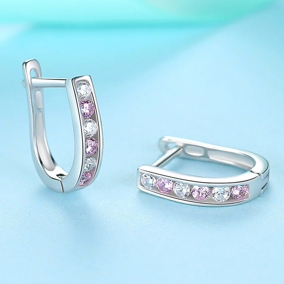 Модные 925 стерлингового серебра Ослепительная CZ кристалл серьги-гвоздики для