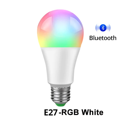 E27 RGB White Беспроводной Bluetooth умный светодиодный светильник E27/B22 15 Вт Wifi умный светильник с регулируемой яркостью Домашний Светильник ing Quarto APP светодиодный светильник с дистанционным управлением - Испускаемый цвет: E27 RGB White