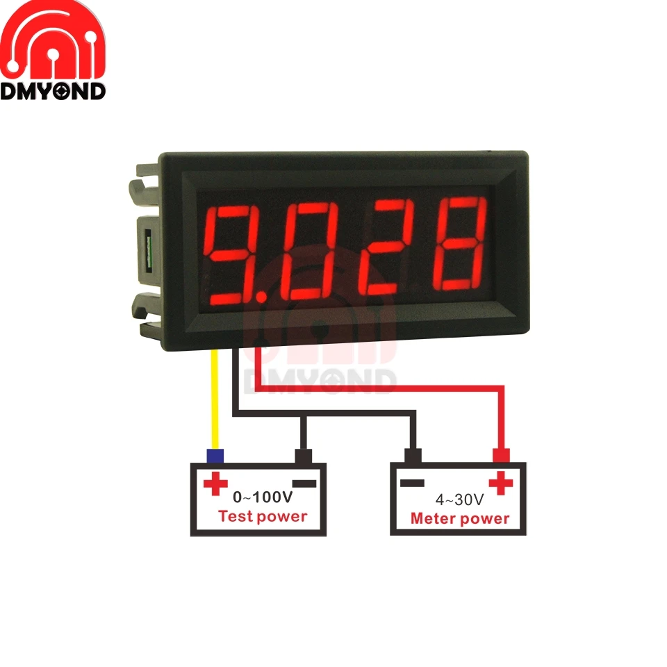 Мини-вольтметр с 4 цифровыми светодиодными дисплеями 0 56 дюйма 0-100 в вольтметр для