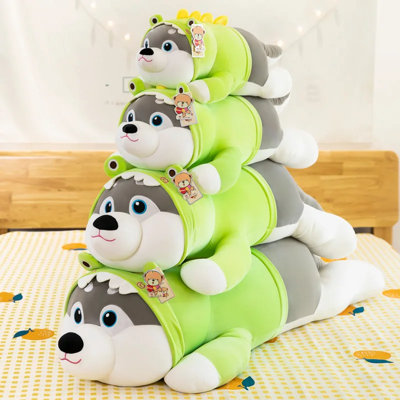 

Free ship 60/80cm cute husky plush toy dog plush toys for chidlren long pillow to girls christmas stuffed toys birthday gift