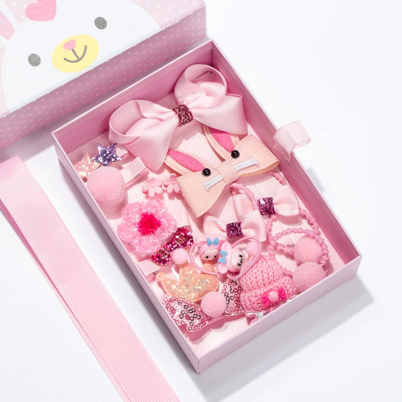

18pcs/set Korea Baby Girls Hair Accessories Butterfly Flower Princess Hair Bows Children Glitter Barrettes Headband Gift Set