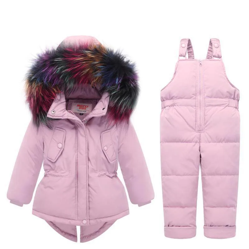

New Winter Children Snowsuit Clothing Set White Duck Down Jacket+Jumpsuit Sets Suits for Girls Kids Ski Suit Boys Overalls