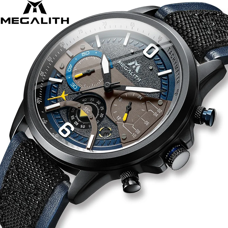 MEGALITH Relogio Masculino мужские часы 2019 Новый Топ бренд кварцевые Военные Наручные