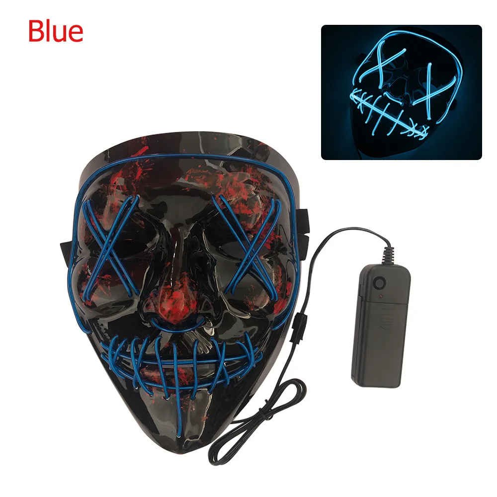 blue Led mask Хэллоуин вечерние светодиодный маска маскарад маски Косплэй светодиодный костюм со светодиодной подсветкой маска EL провода светильник вверх неоновый маске светильник для вечерние - Цвет: blue Led mask
