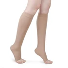 Женские эластичные чулки до колена с открытым носком, компрессионные чулки до икры, для варикозного расширения вен, для лечения придания формы, градиентные чулки под давлением