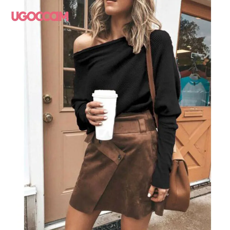 UGOCCAM женская блузка с длинным рукавом и круглым вырезом размера плюс серая