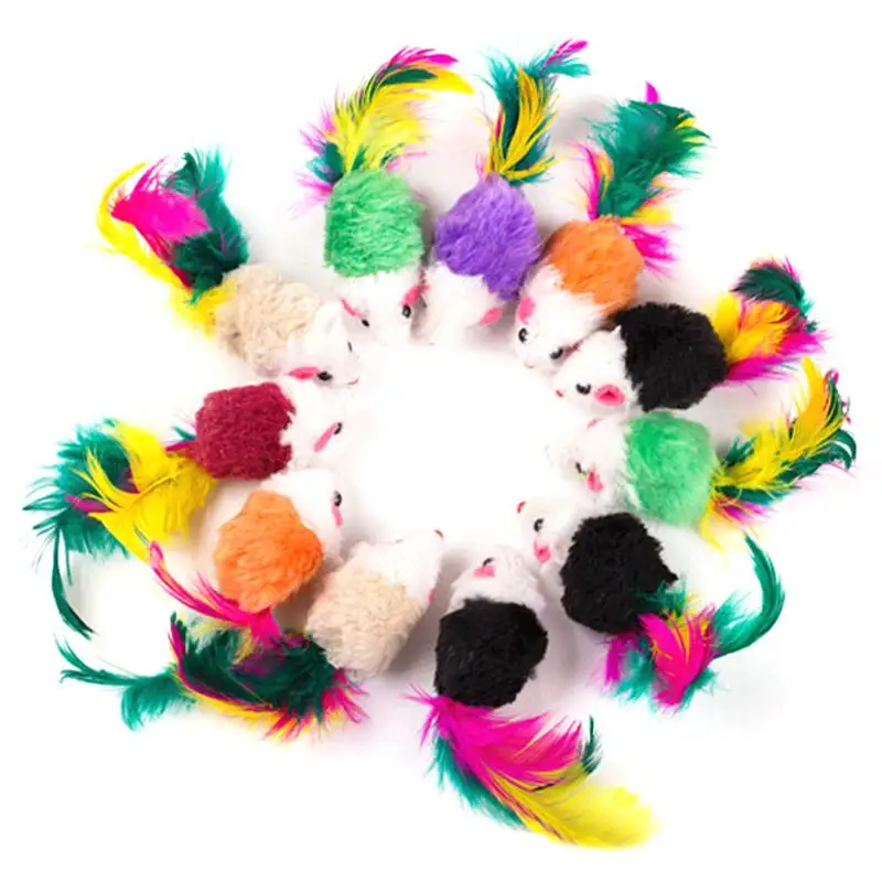 

10/1pcs Pet Cat Toys False Mouse Interactive Mini Funny Animal Playing Toys for Cats Kitten False Mouse with Colorful Feather