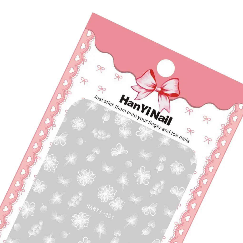 BGVfive3 простыни/Набор для женщин девочек белая наклейка с цветком ногтей