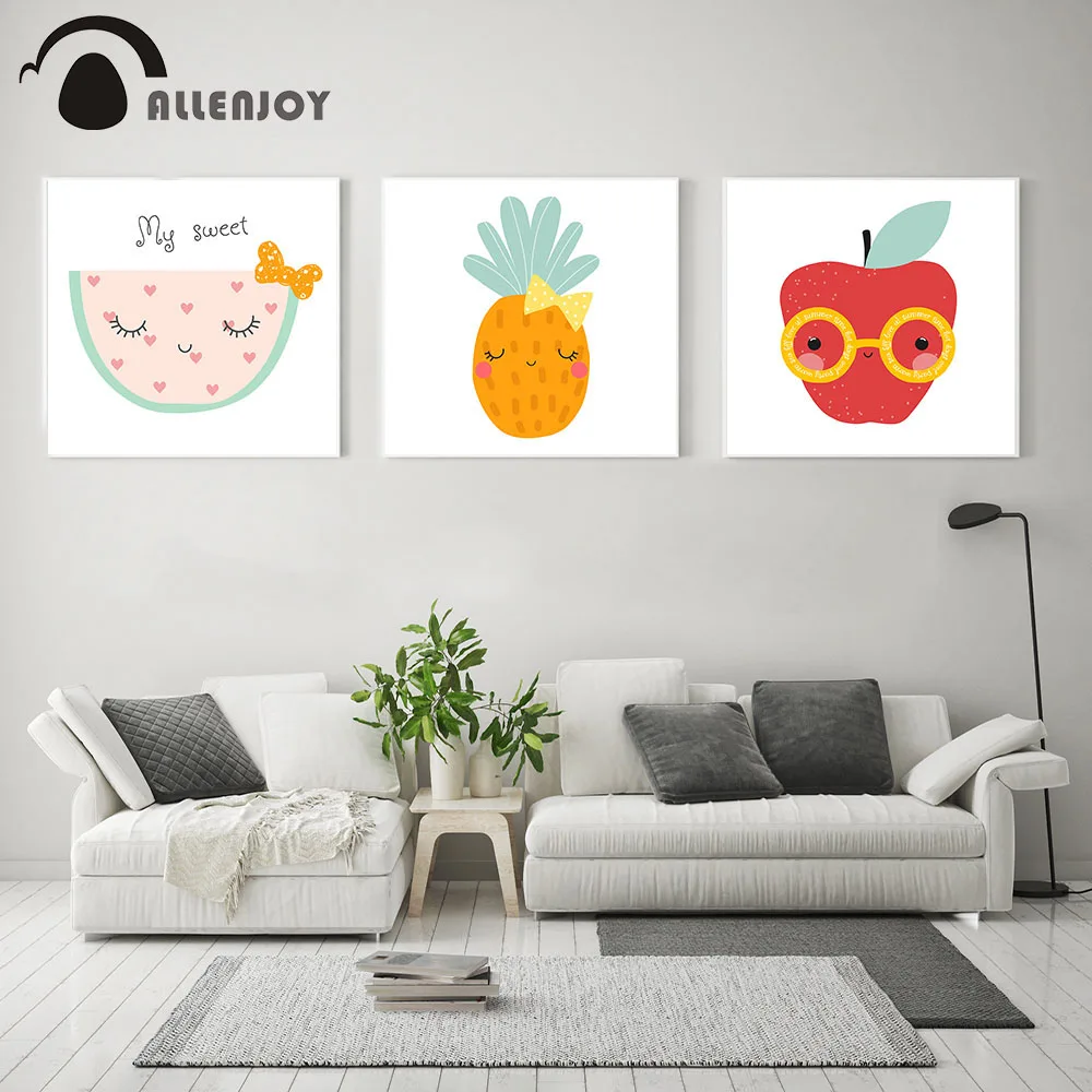 Allenjoy Забавный узор скандинавские стены плакат лук арбуз сосна яблоко стекло