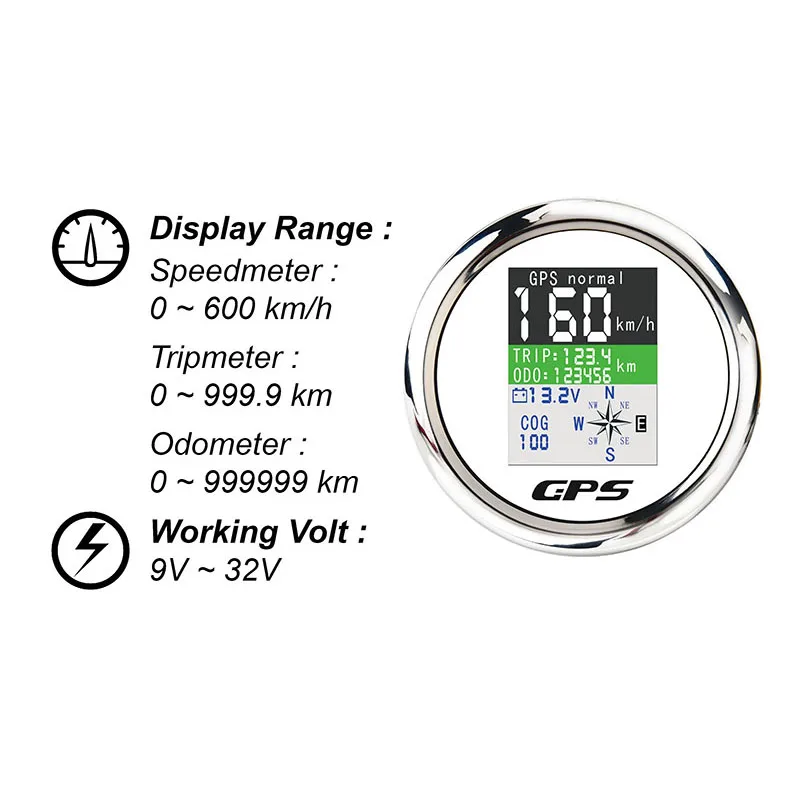 85 мм водонепроницаемый экран TFT цифровой GPS спидометр датчик миль / ч узлы км