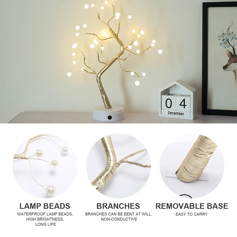 

Led Nachtlampje Kerstboom Koperdraad Guirlande Lamp Voor Thuis Slaapkamer Decor Fairy Lights Luminary Vakantie Verlichting Tafe