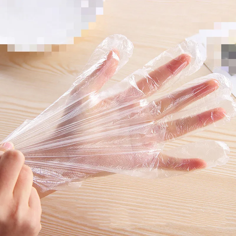100pcs/Lot Disposable Gloves One-off Plastic Restaurant BBQ Transparent Eco-friendly PE Kitchen Garden accessories | Дом и сад