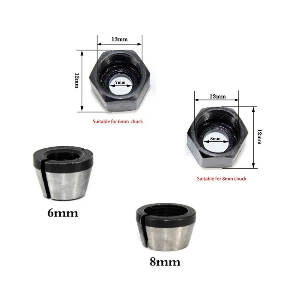 

4pcs/set Collet Chuck Router Bit With Nut For Engraving Trimming Machine 6mm 8mm Trimmer Wood Router Engraving Machine Nut