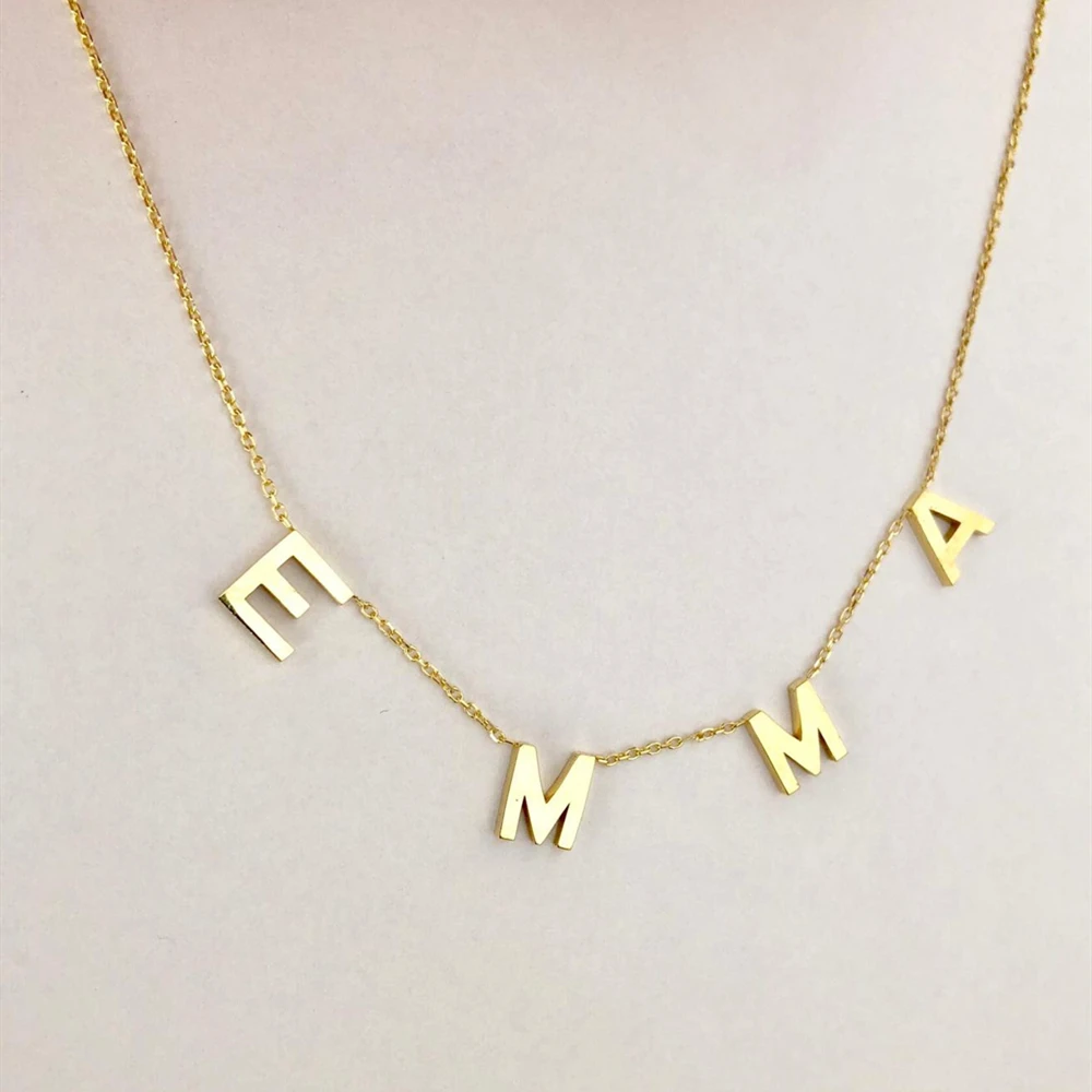 

VOTE Necklace Pendant Name Necklaces for Women Chain Custom Nameplate Initial A-Z Letters Choker Personalized Jewelry With Names