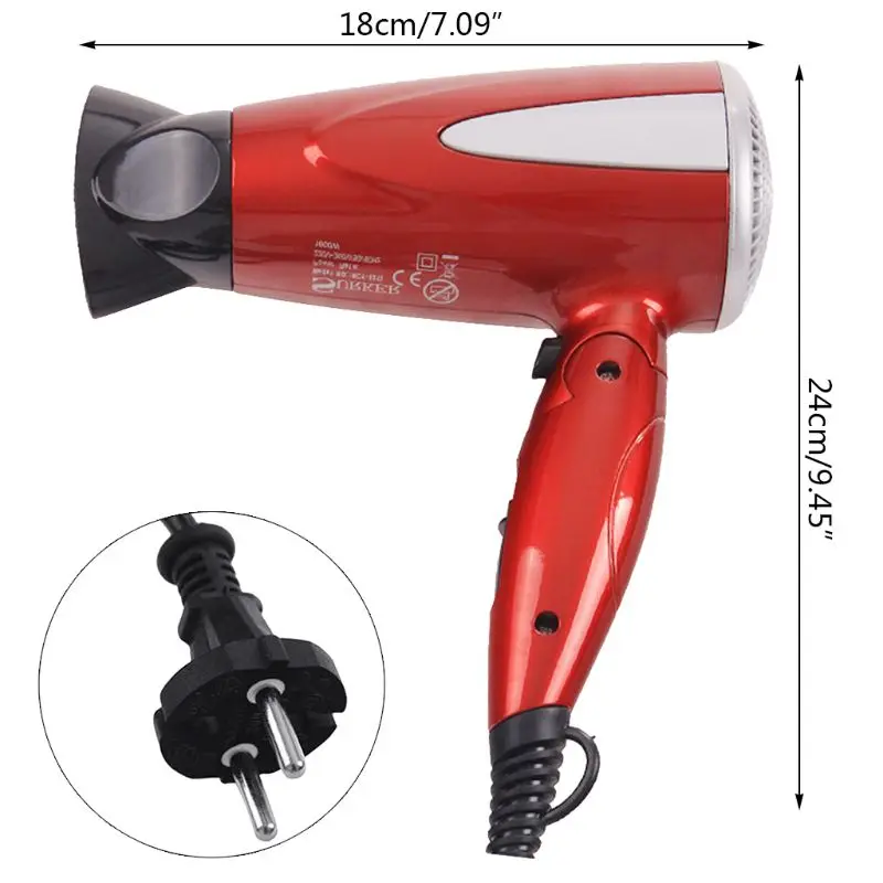 Professional Foldable Hair Blow Dryer 1800W Heat Blower Hot Cold Wind Salon EU Plug | Бытовая техника