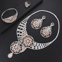 larrauri trendy statement necklace drop earrings rings bracelet bangle for women bride wedding jewelry sets wedding accessories