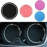 bling car coasters pvc travel auto cup holder insert coaster anti slip crystal vehicle interior accessories cup mats