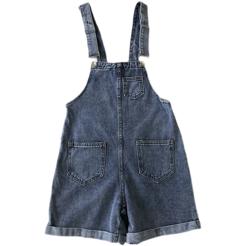 

Loose Flanging Wide Leg Shorts for Women 2021 Summer New Korean Style Student Small All-Matching Jeans Suspender Pants