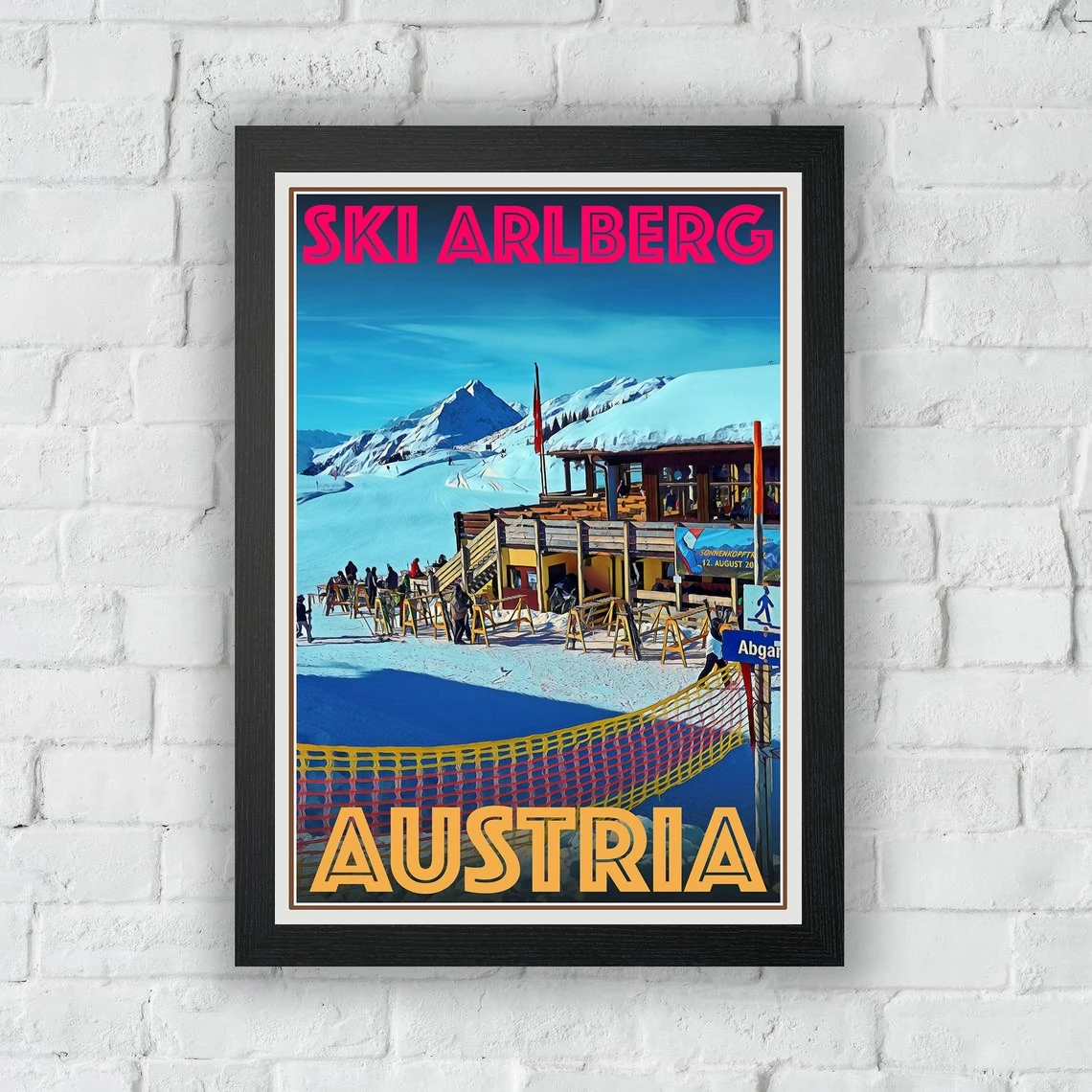 Винтажный постер в стиле ретро для путешествий или Картина на холсте лыжи