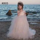 JONANY длинные пляжные платья с цветами для девочек, новые кружевные платья для девочек на день рождения, с коротким рукавом, свадебная официальная одежда