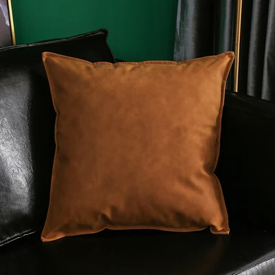 brown 45X45/60X60/70X70 см, Одноцветный кожаный чехол для дивана, наволочка для подушки, автомобильная декоративная большая поясная наволочка - Цвет: brown