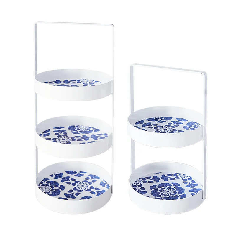 Китайские стойки для торта синие и белые фарфоровые стеллажи хранения полка