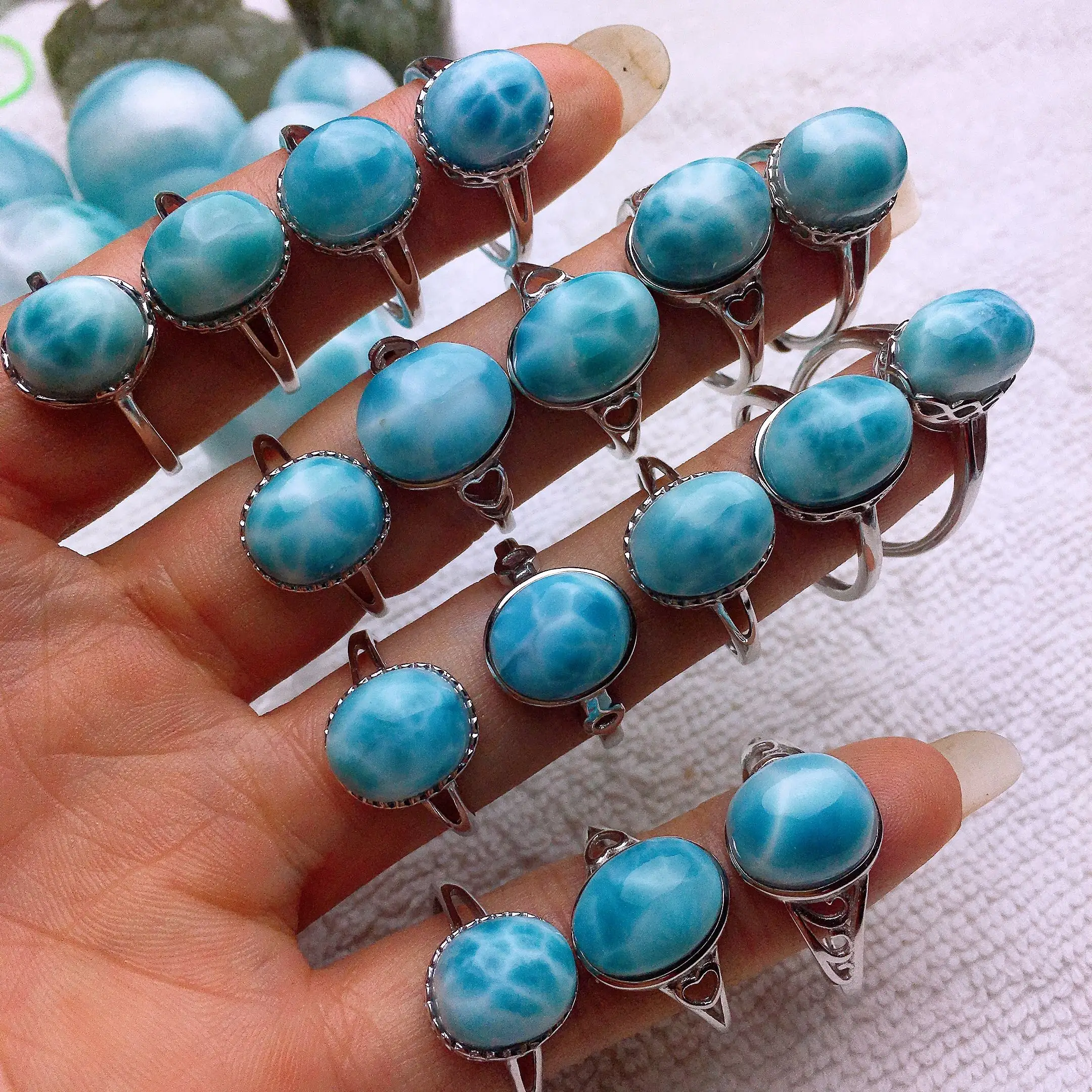 

Larimar s925 ring wholesale beads nature blue nature free size one size