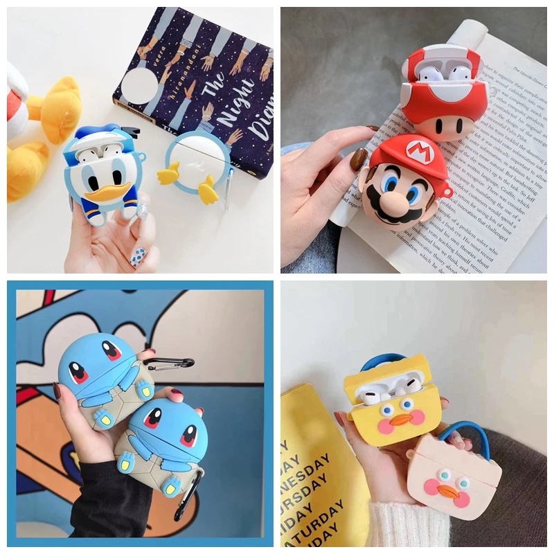 Для AirPods Pro Чехол 3D милый кот для разделывания свиньи, утки Kawaii аниме мультфильм чехол для наушников для AirPods 3 Мягкий защитный чехол с крючок карабина