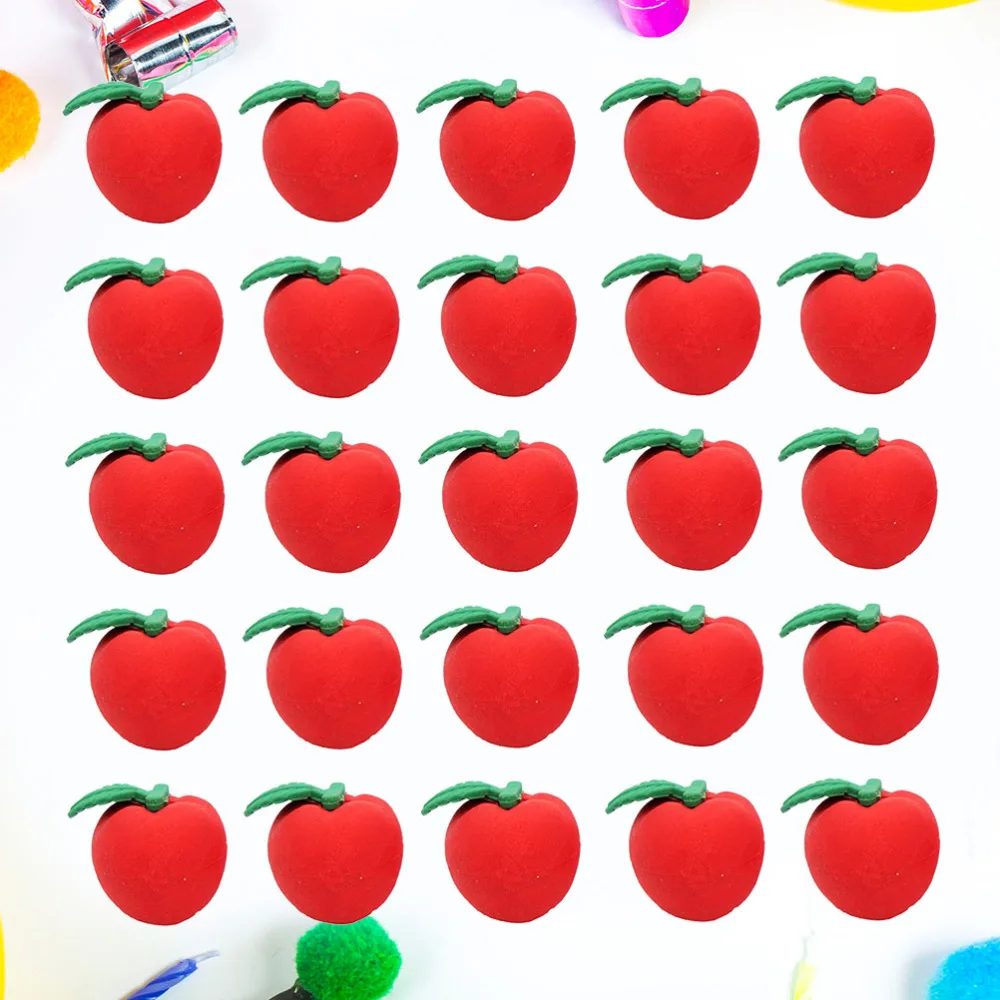 

50pcs Red Apple Eraser Creative Eraser Apple Shape Eraser Attractive Eraser