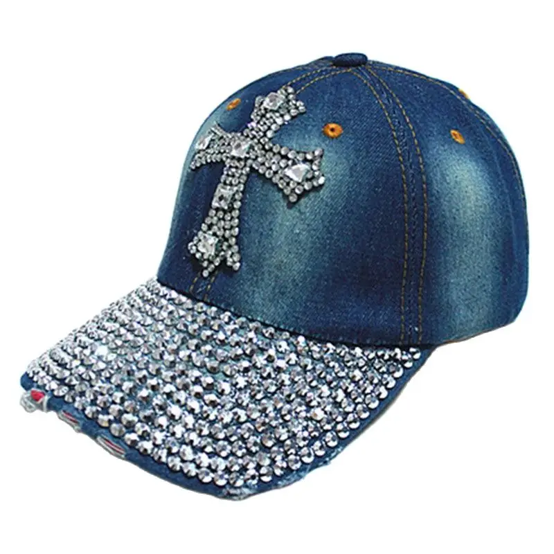 

Women Men Baseball Cap New Fashion Sun Hat The Adjustable 100% Cotton Rhinestone Cap Hat