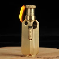 cnc vintage handmade brass trench kerosene lighter oil gasoline briquet lighter3 sides fire ignition smoking tool 7 22 1cm