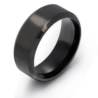 titanium steel rings men unisex fashion black gold color mens finger ring women couple ring classic double bevel boy gift 8mm