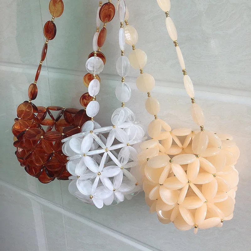 Женская сумка ведро ручной работы с бусинами дизайнерская сумочка от известного