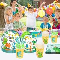 dinosaur party tableware set dinosaur disposable tableware for kids birthday baby shower party dessert plates serves 16 guests