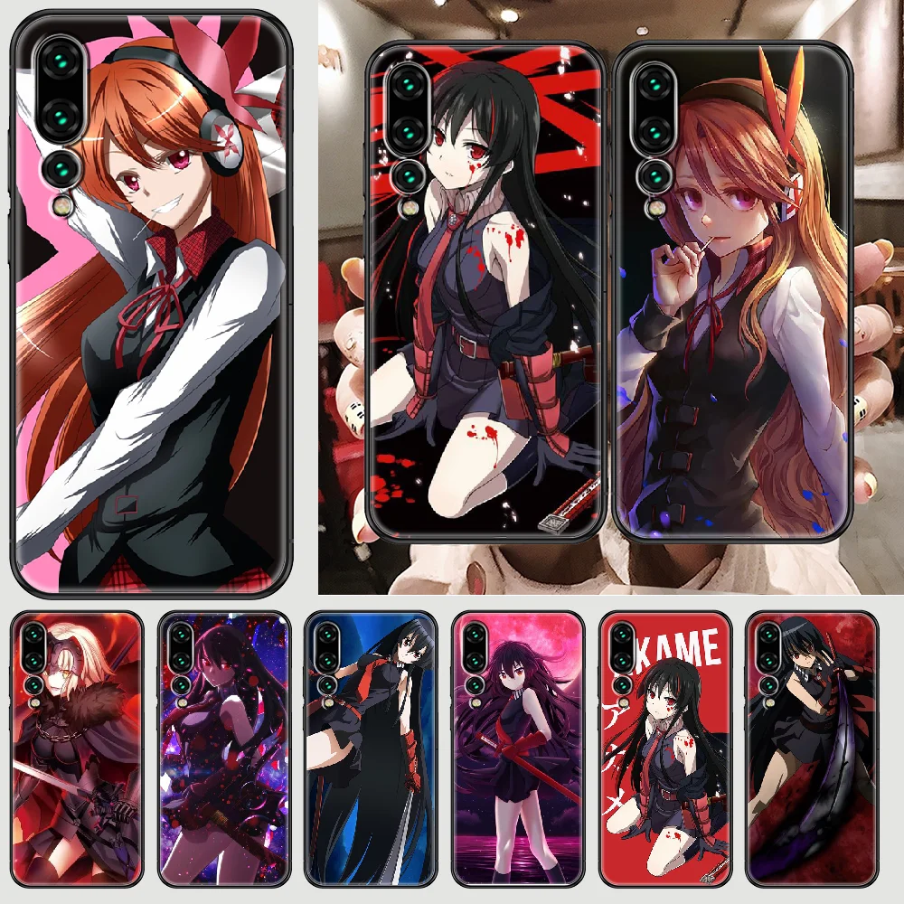 Чехол для телефона с аниме Akame ga KILL Huawei P Mate P10 P20 P30 P40 10 20 Smart Z Pro Lite 2019 Черный