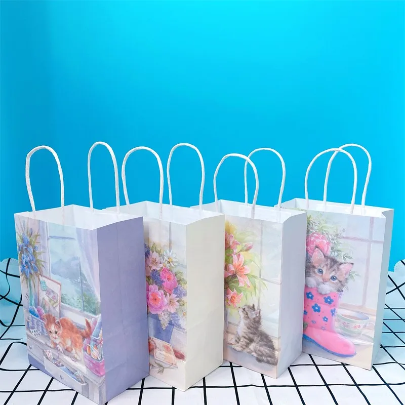 

40pcs 2021 21*15*8cm Solid Kraft Paper Gift Bag Paper Bags Birthday Wedding With Handle wholesale