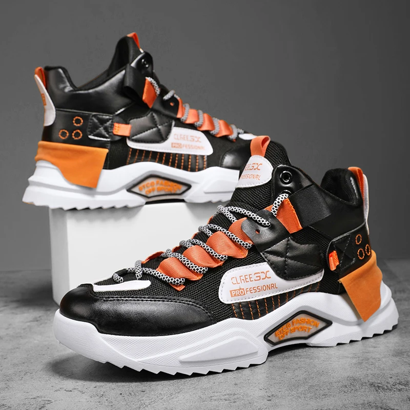 

Soft Men Shoe Comfortable Mesh Breathable Men's Sneakers Thick Bottom Running Sneakers Trendy Black High Fashion Sports Shoes