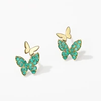 huitan small fresh girl butterfly earrings ear piercing gold plated fashion versatile womens earrings daily wear modern jewelry