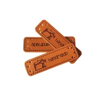 1 5x5 0cm hand sewing pu leather labels with sewing machine logo for clothing handmade leather tags for gift handwork label
