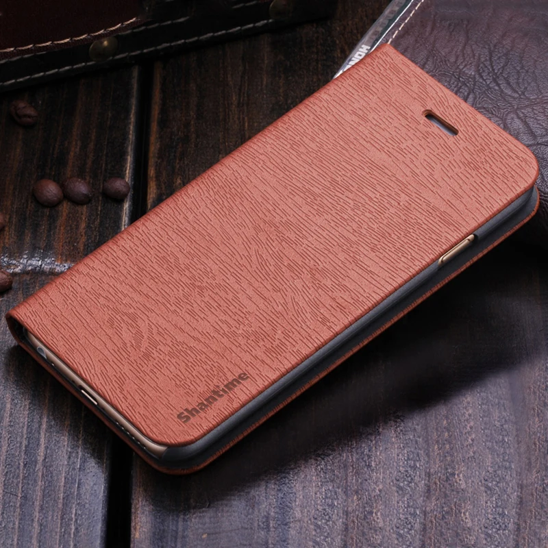 Brown Чехол для телефона из искусственной кожи с текстурой под дерево для Asus Zenfone 4 Max ZC520KL, флип-чехол-книжка, деловой чехол-кошелек, Мягкая силиконовая задняя крышка - Цвет: Brown