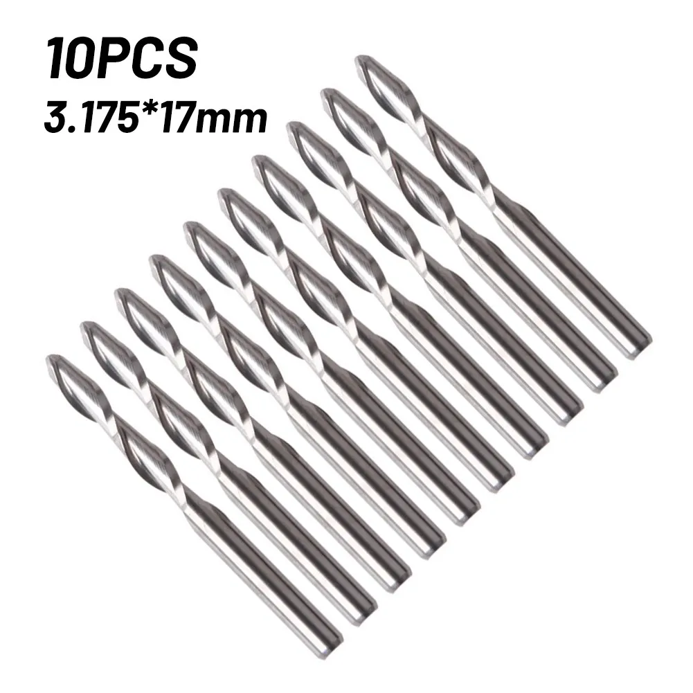 

10pcs Milling Cutter 3.175x17mm Accessories Cemented Carbide Double-edged