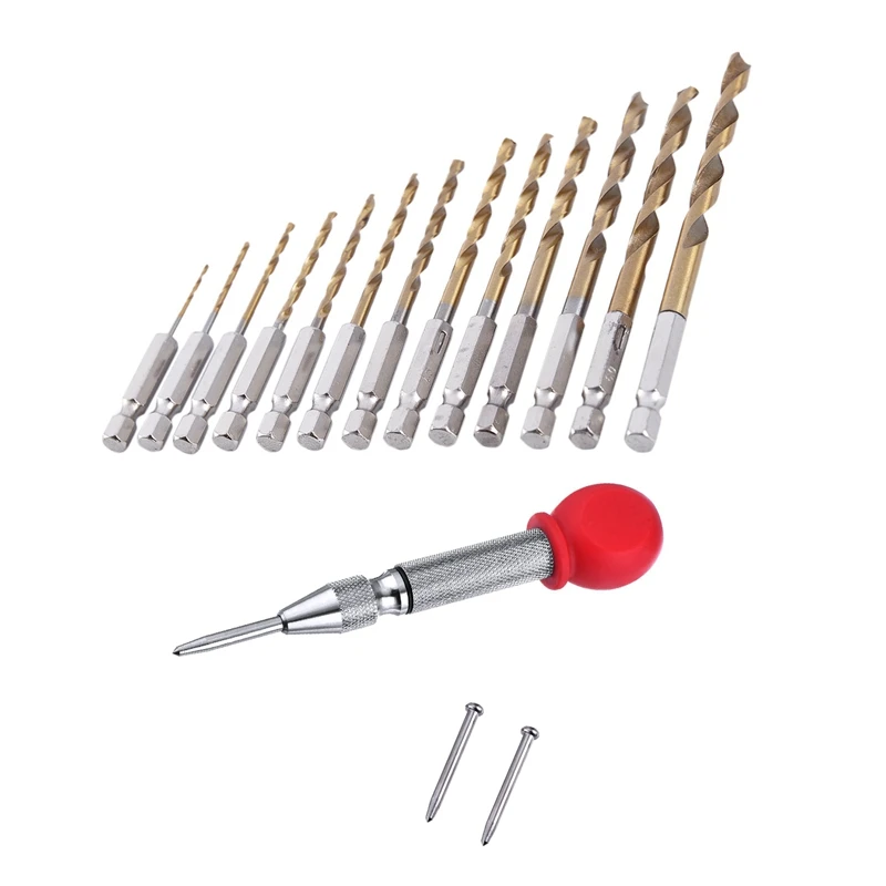 13 шт. HSS Титан покрытием набор сверл с 1/4 дюйма шестигранный хвостовик 5 дюймов