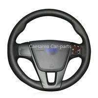 for volvo s60 v40 car black artificial leather hand sewn steering wheel cover