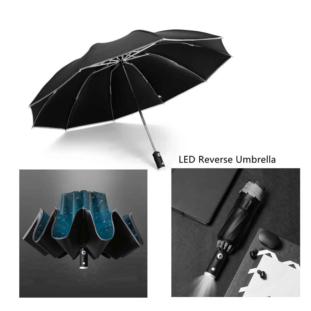 

Автоматический зонт с автоматическим открыванием и закрытием, светоизлучающий светодиодный Зонт заднего вида, дорожный автоматический де...