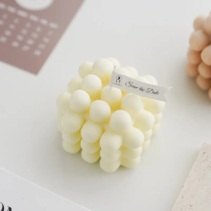 Свеча-Кубик Рубика в виде ракушки оригинальный подарок ручной работы для