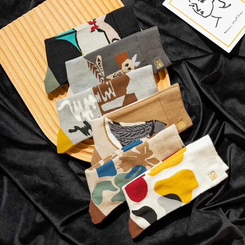 2021 Women's Tube Trendy Socks Street Japanese and Korean Version of Pure Cotton Art Creative Trend | Женская одежда