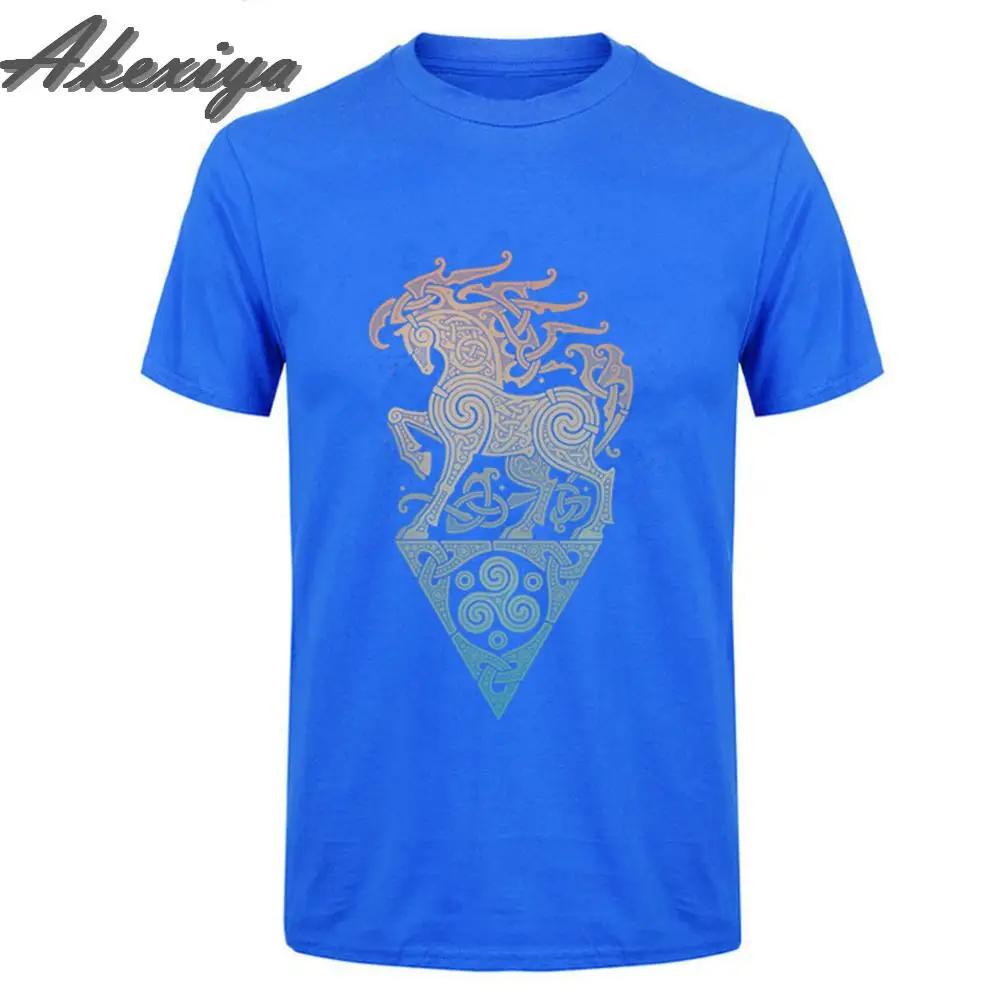 

Sleipnir Odins Steed print t-shirt men Vintage Vikings 2019 Casual Fashion tshirt Norse Mythology Cool Black Novelty T-Shirts