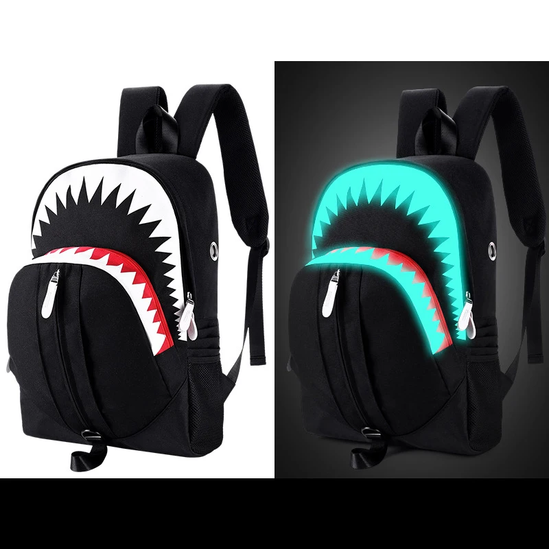 Светящийся школьный рюкзак с большим ртом акулы для мальчиков и девочек Мужской