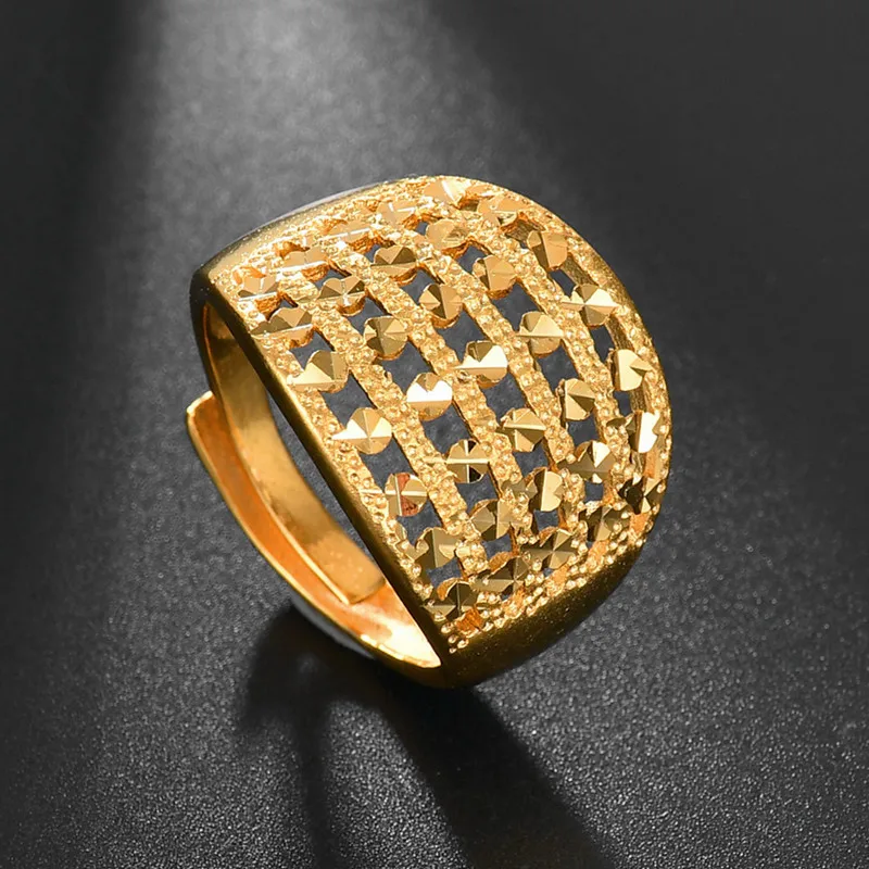 Mesh Style Gold Color Engraved Index Finger Rings Retro Adjustable Resizable Open Size Ring Anniversary Jewelry Gift | Украшения и